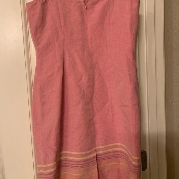 Ann Taylor loft Pink and Yellow Midi Dress bohemian Officecore feminine size 2P - Picture 4 of 6